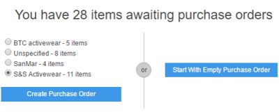 Consolidated purchase orders by supplier